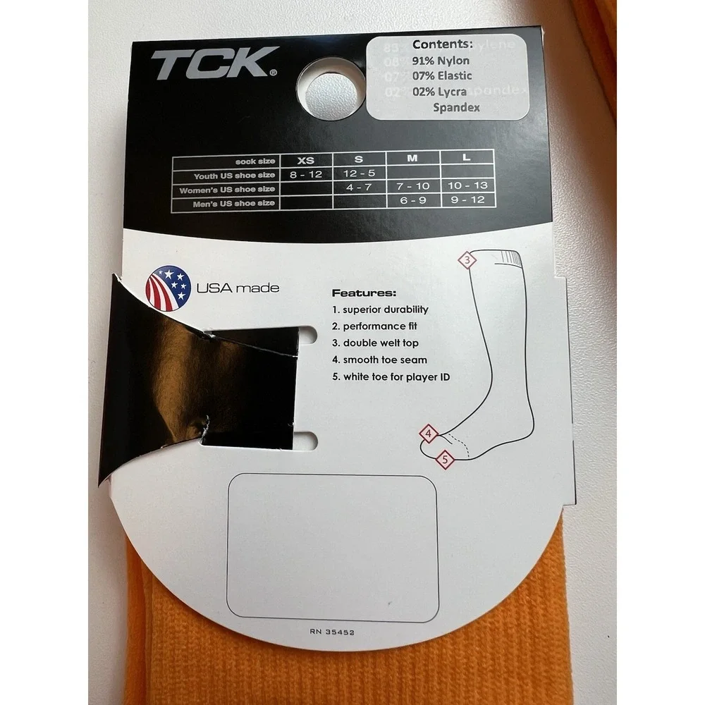 Four Pairs TCK Multisport Pro socks ProDRI Large orange antimicrobial USA made